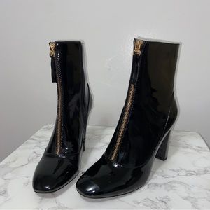 Public Desire Women's Boots Black Patent Zipper Heel UK 8 US 10